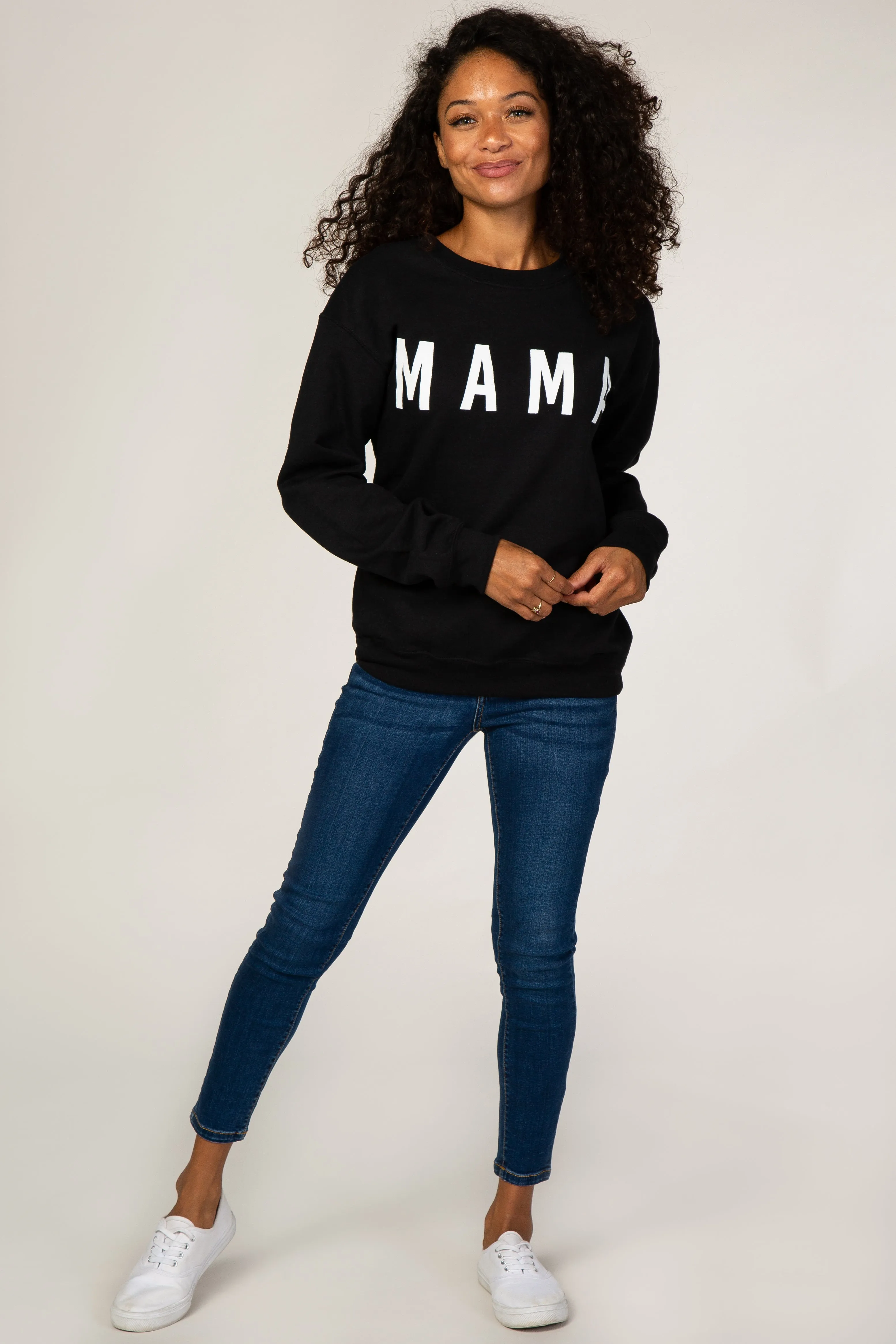Black Screen Print Mama Pullover Sweatshirt sold by Pinkblush product image thumbnail 2