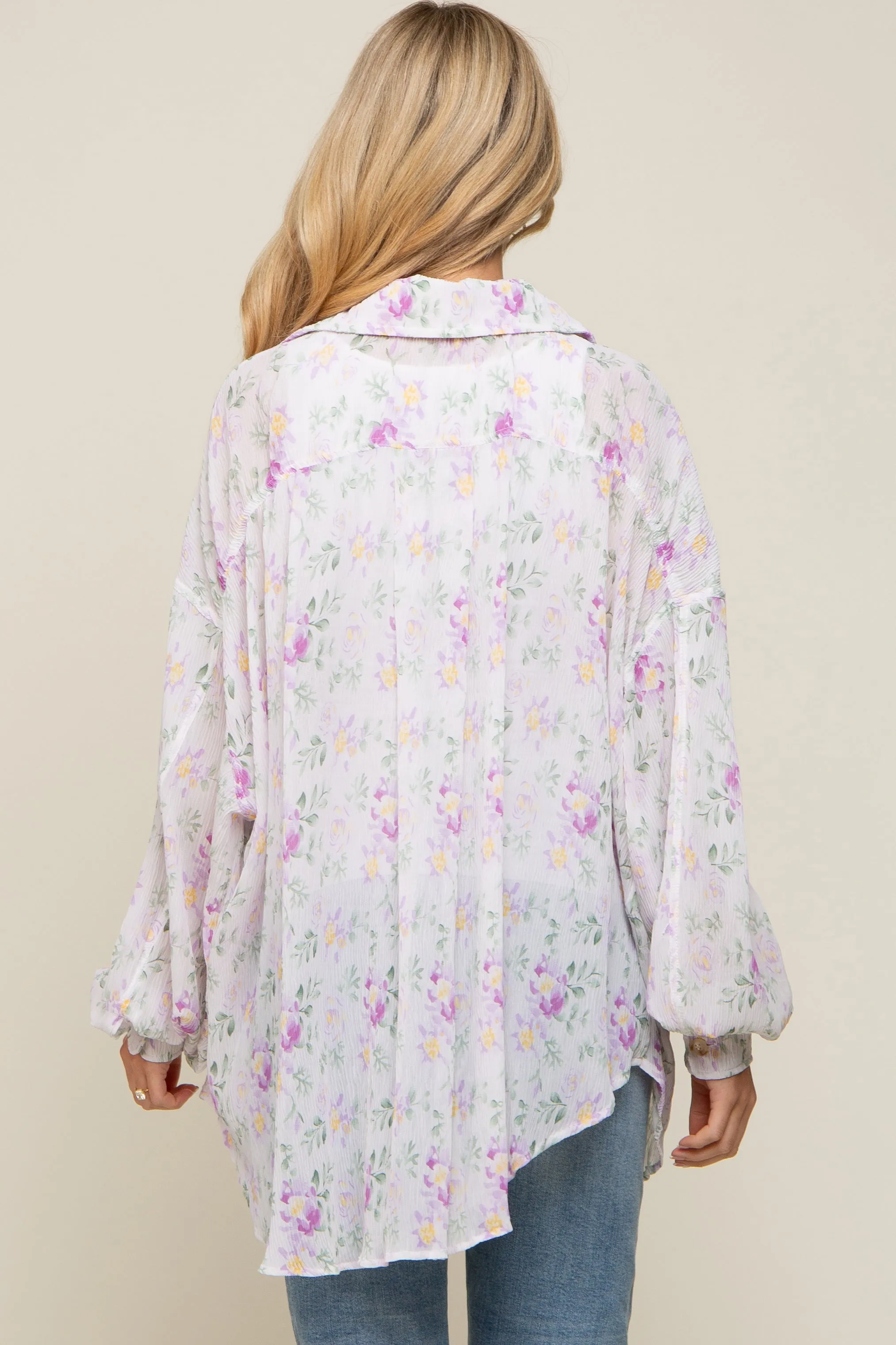 Lavender Pleated Floral Oversized Maternity Blouse sold by Pinkblush product image thumbnail 4