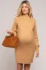 Camel Chunky Knit Maternity Sweater Dress sold by Pinkblush