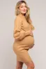 Camel Chunky Knit Maternity Sweater Dress sold by Pinkblush