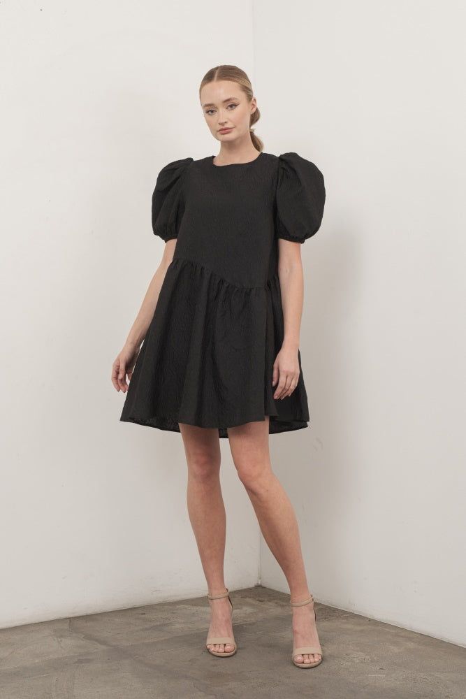 Black Puff Sleeve Dress sold by Pinkblush