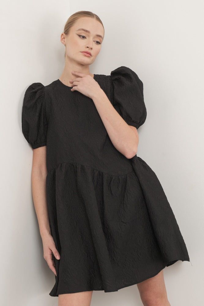 Black Puff Sleeve Dress sold by Pinkblush product image thumbnail 2
