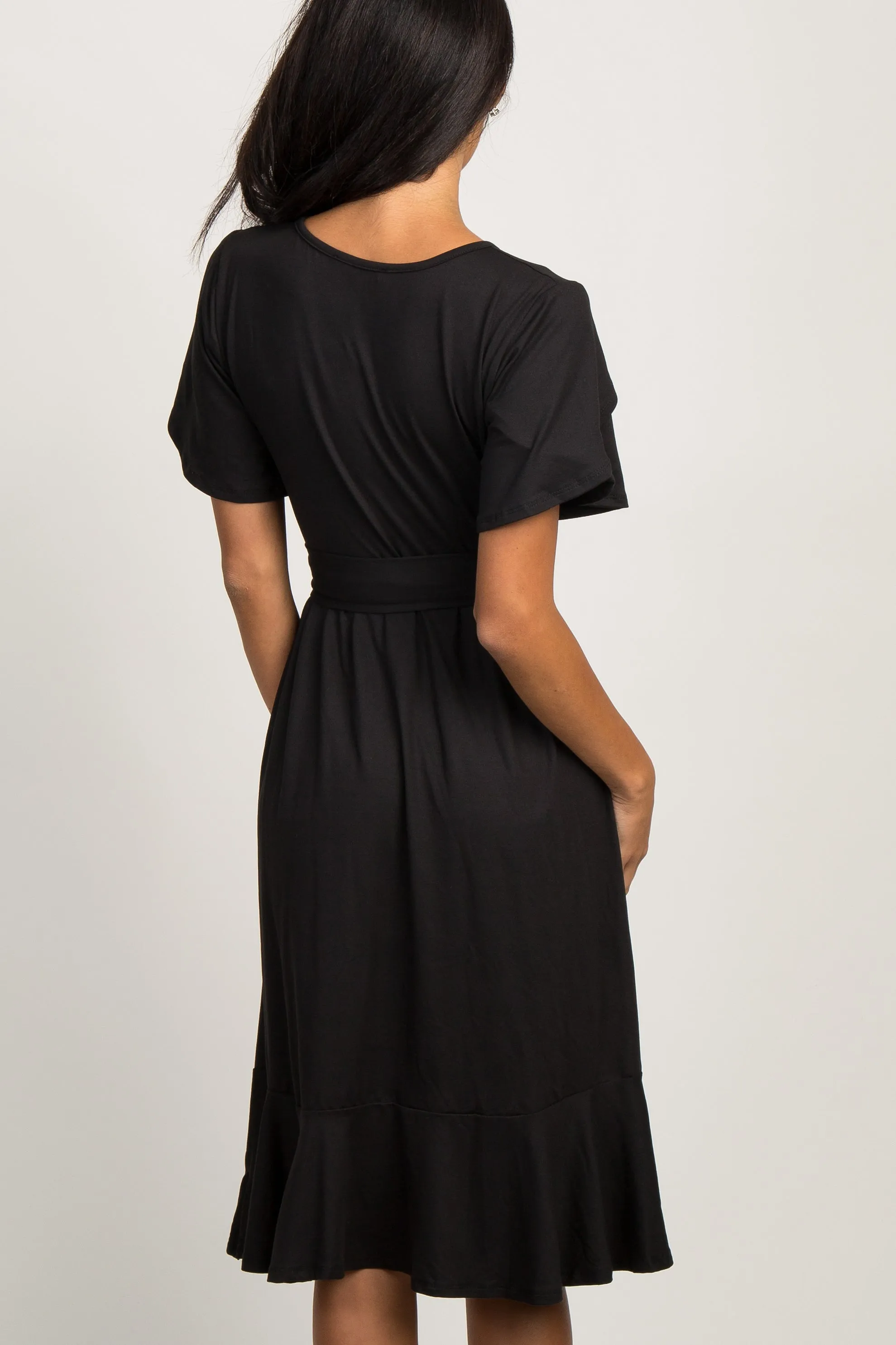 Black Solid Flounce Trim Dress sold by Pinkblush product image thumbnail 3
