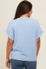 Blue Cuff Short Sleeve Maternity Top sold by Pinkblush