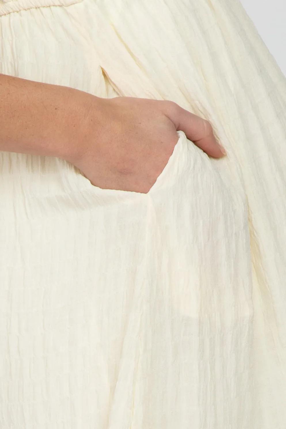 Ivory Smocked Ruffle Maternity Midi Dress sold by Pinkblush product image thumbnail 5