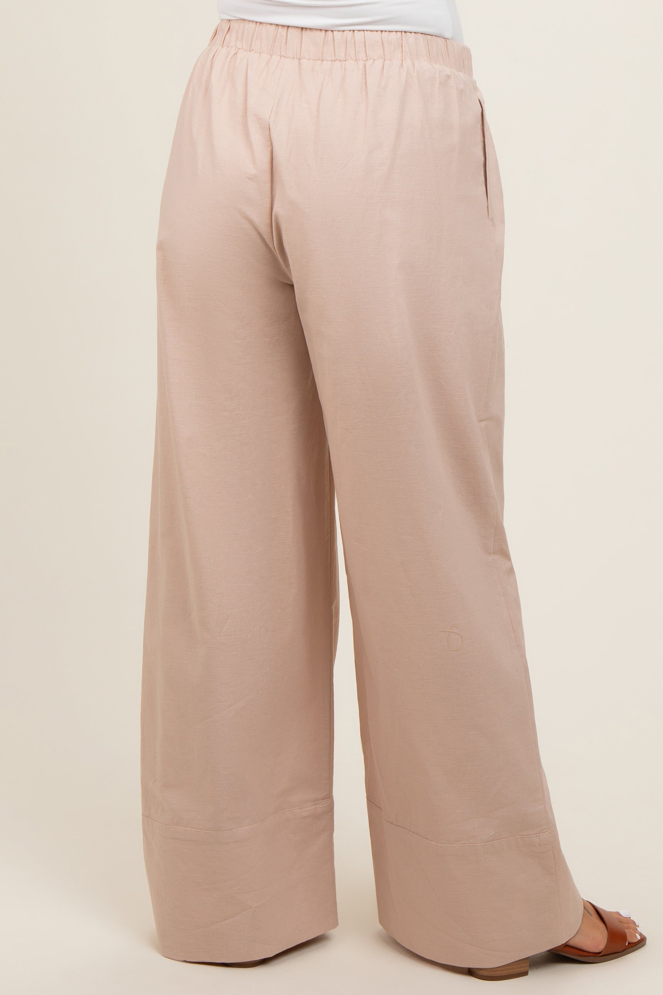 Beige Pleated Drawstring Waist Maternity Pants sold by Pinkblush product image thumbnail 5