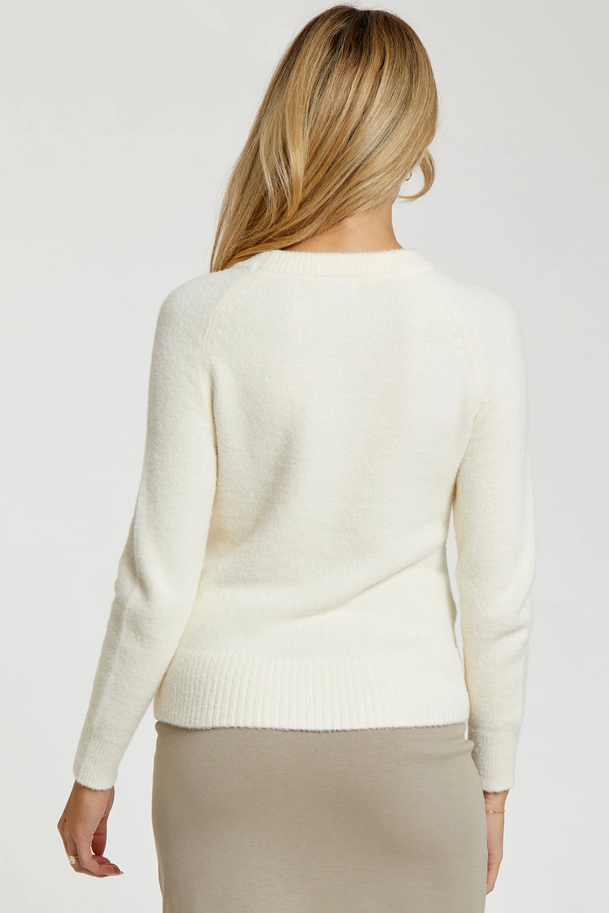 Ivory Soft Knit Long Sleeve Maternity Top sold by Pinkblush product image thumbnail 3
