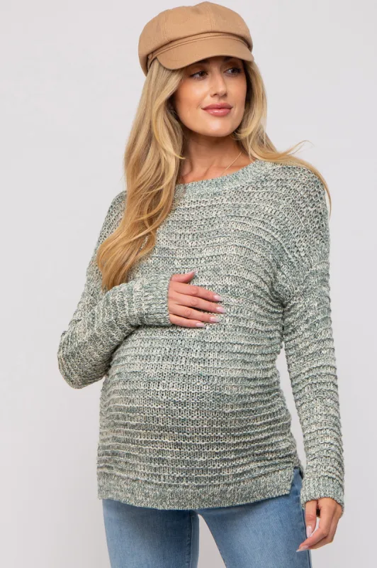 Light Olive Open Weave Maternity Sweater sold by Pinkblush