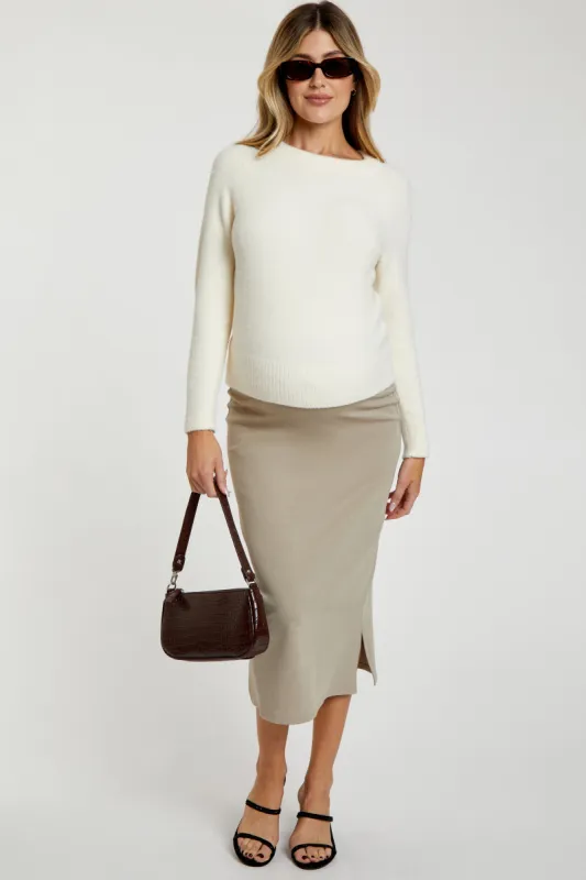 Ivory Soft Knit Long Sleeve Maternity Top sold by Pinkblush