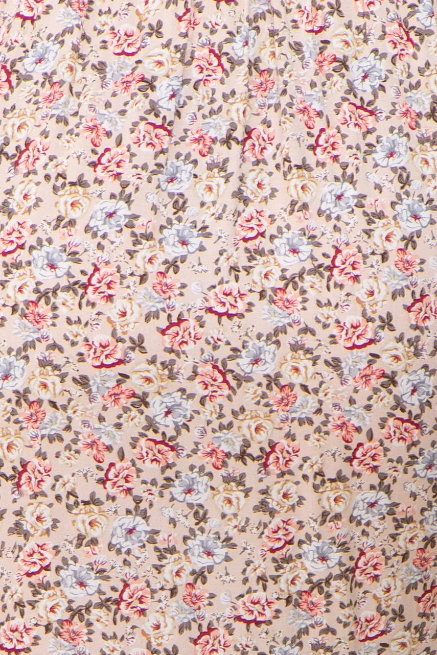 Pink Floral Smocked Long Sleeve Maternity Midi Dress sold by Pinkblush product image thumbnail 4