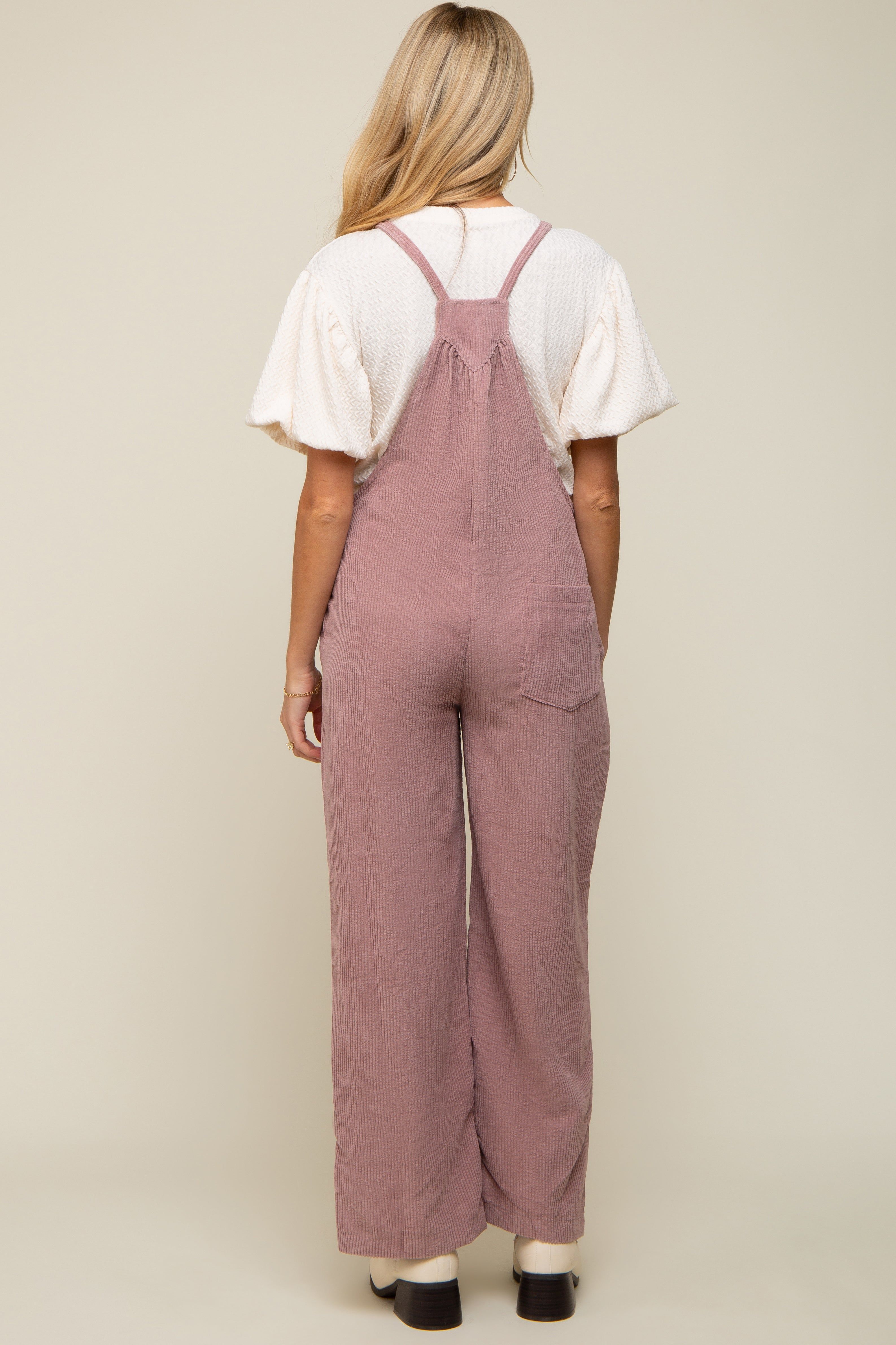 Mauve Corduroy Wide Leg Maternity Overalls sold by Pinkblush product image thumbnail 4