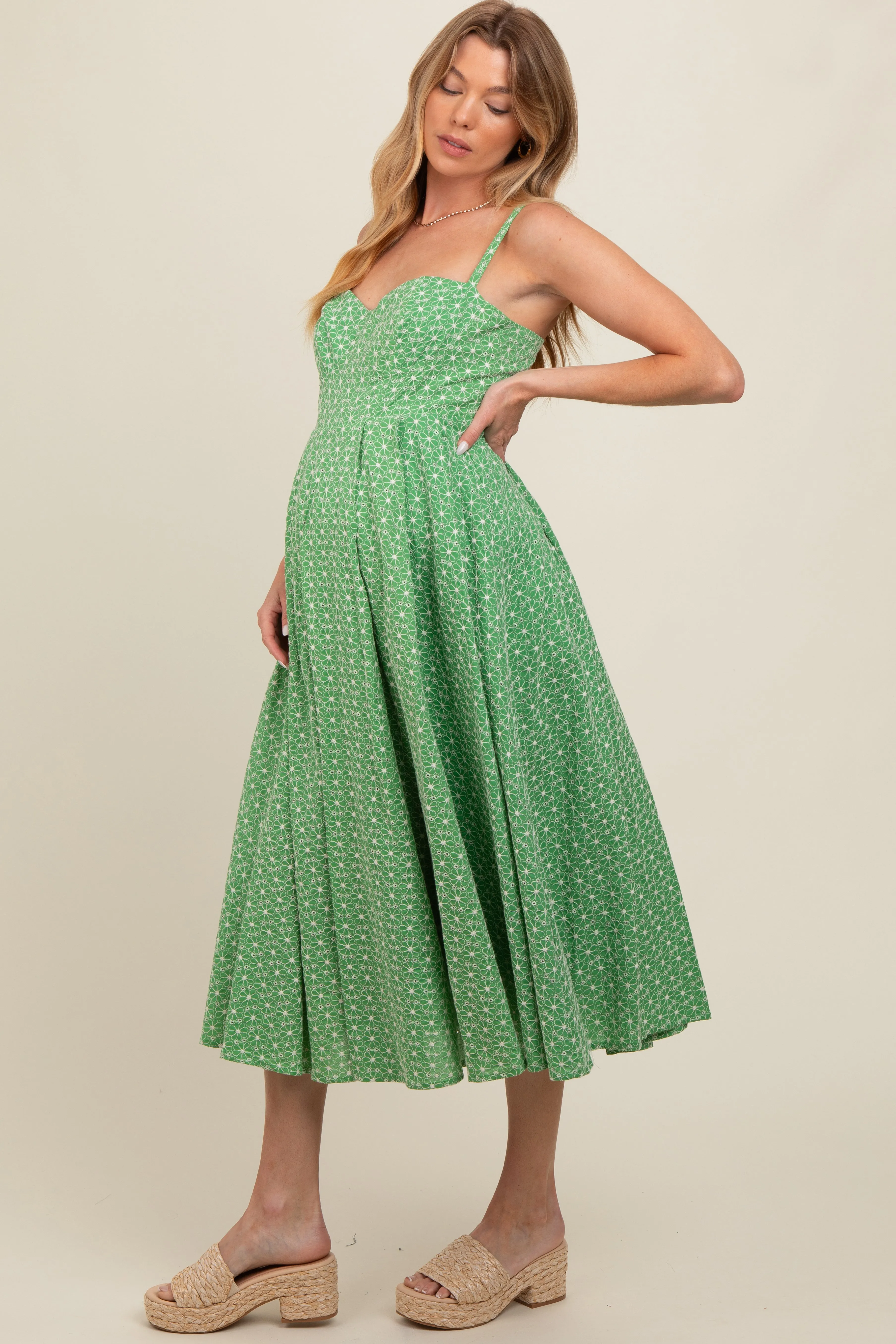 Green Floral Embroidered Maternity Maxi Dress sold by Pinkblush product image thumbnail 2