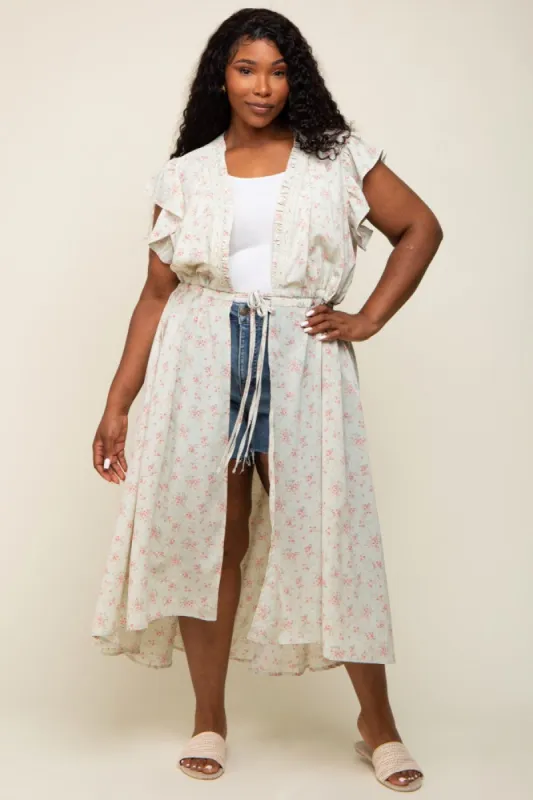 Light Mint Floral Crochet Front Tie Plus Coverup sold by Pinkblush