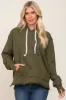 Olive Raw Edge Trim Maternity Drawstring Hoodie sold by Pinkblush