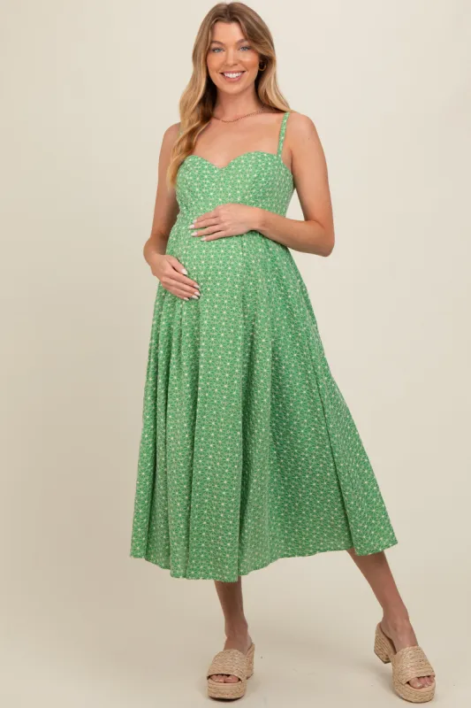 Green Floral Embroidered Maternity Maxi Dress sold by Pinkblush