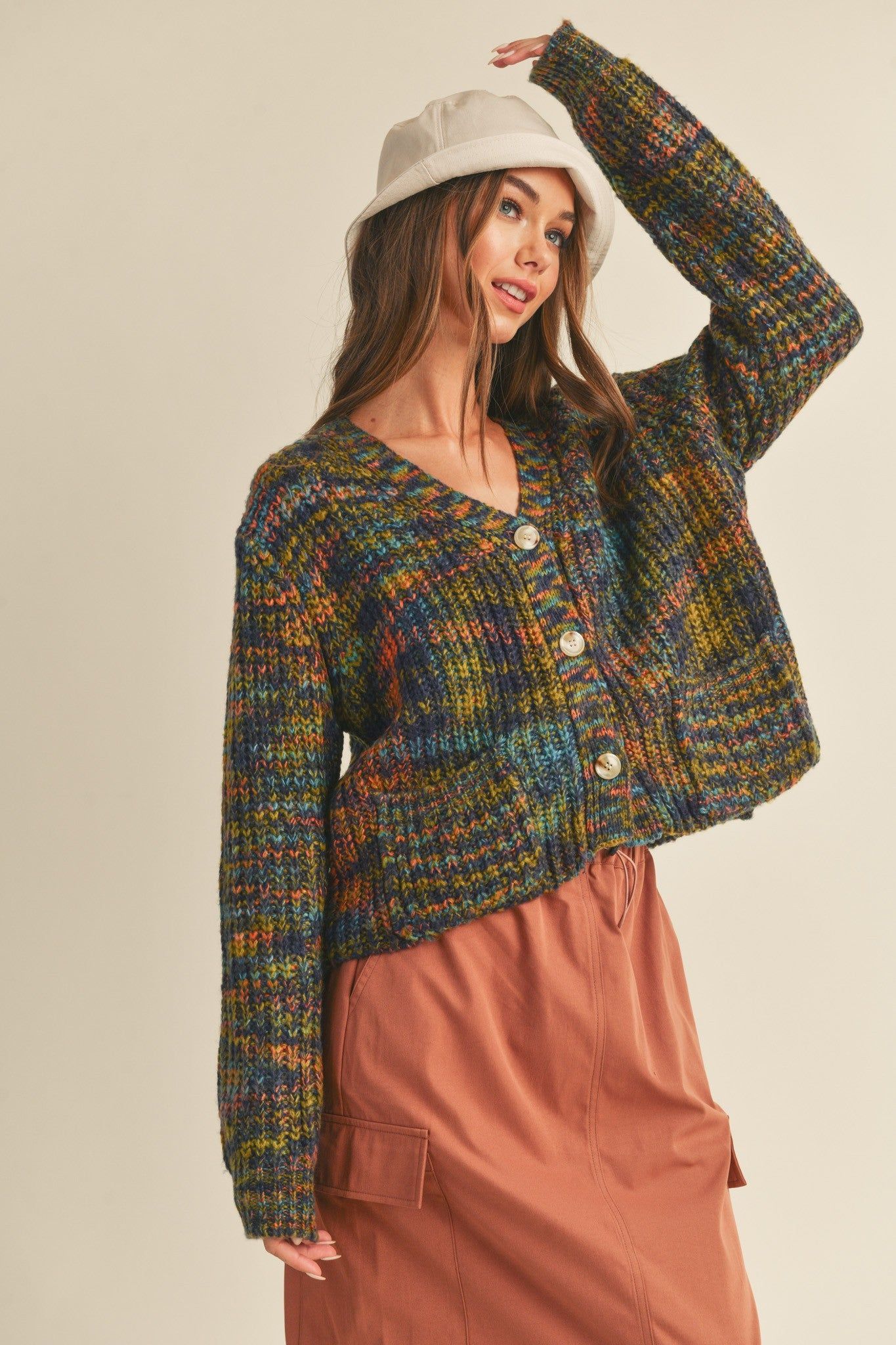 Midnight Multi Ribbed Multi Color Cardigan sold by Pinkblush product image thumbnail 3