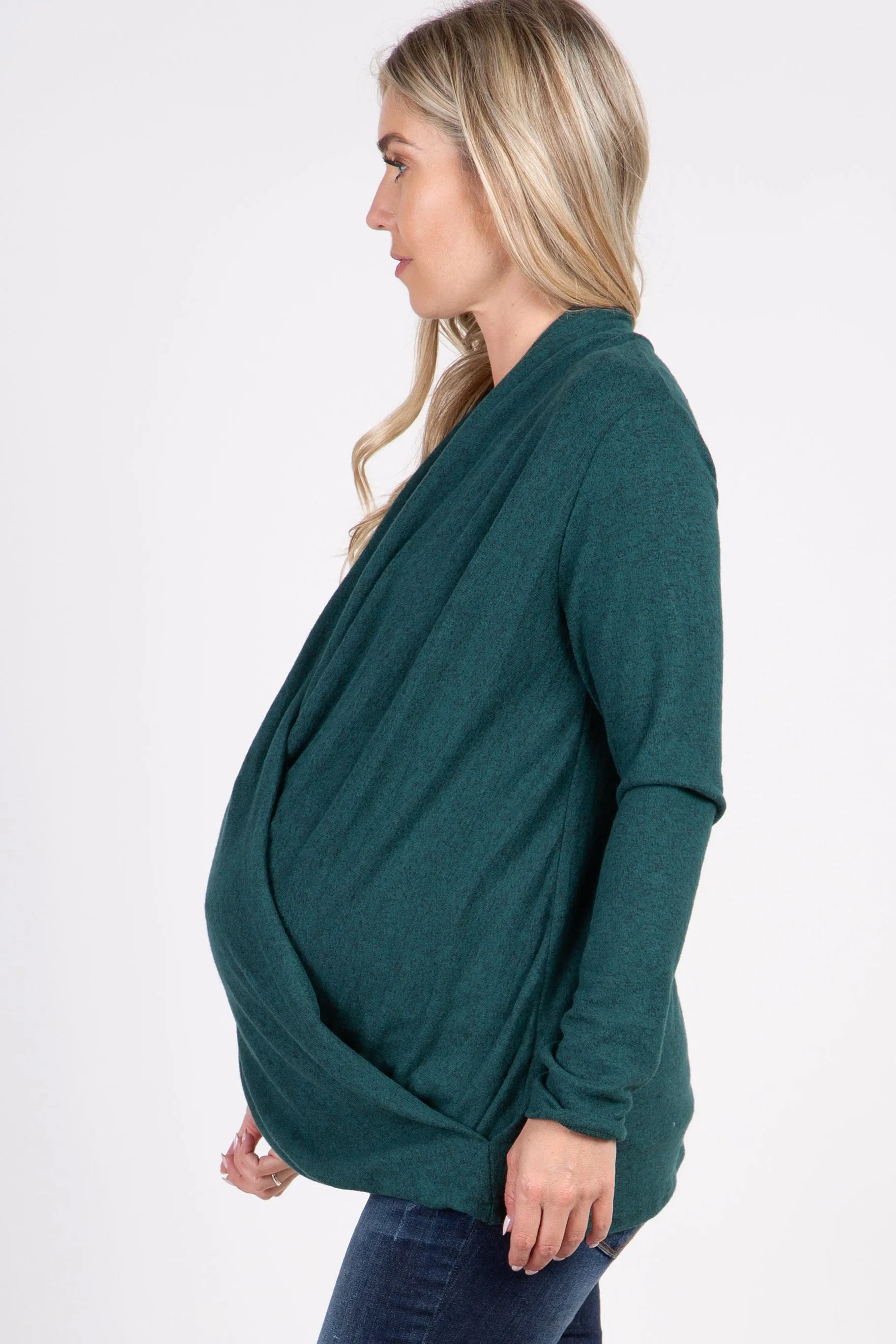 PinkBlush Forest Green Draped Wrap Maternity Nursing Top sold by Pinkblush product image thumbnail 2