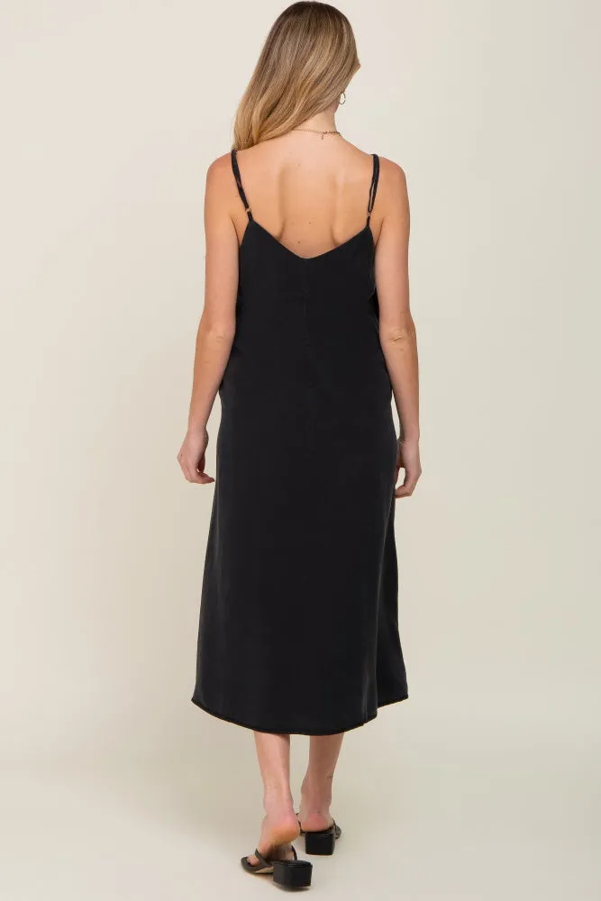 Black Button Down Maternity Midi Tank Dress sold by Pinkblush product image thumbnail 3