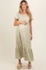 Light Green Floral Short Sleeve Maternity Maxi Dress sold by Pinkblush