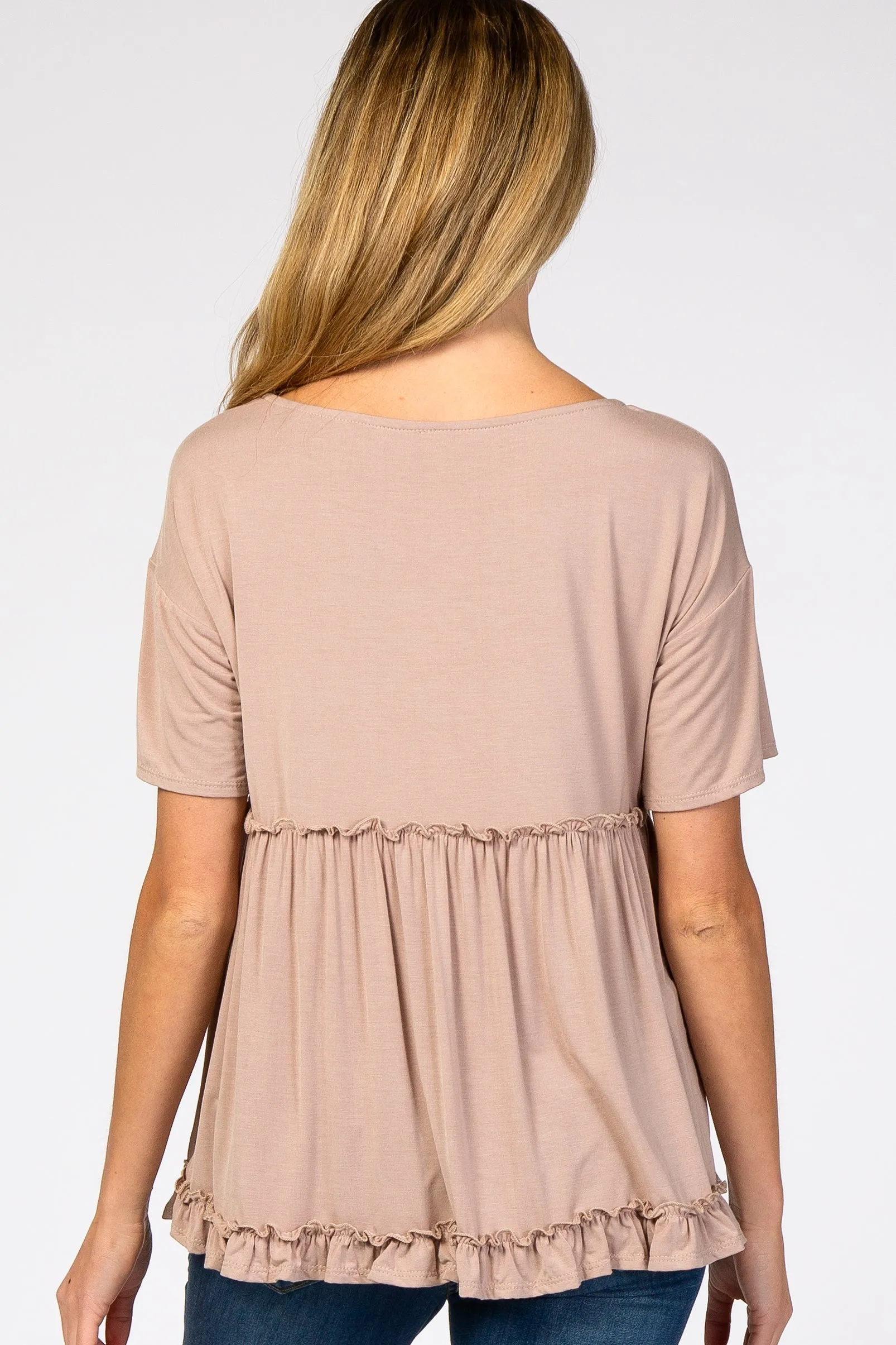 Taupe Lettuce Trim Maternity Top sold by Pinkblush product image thumbnail 3