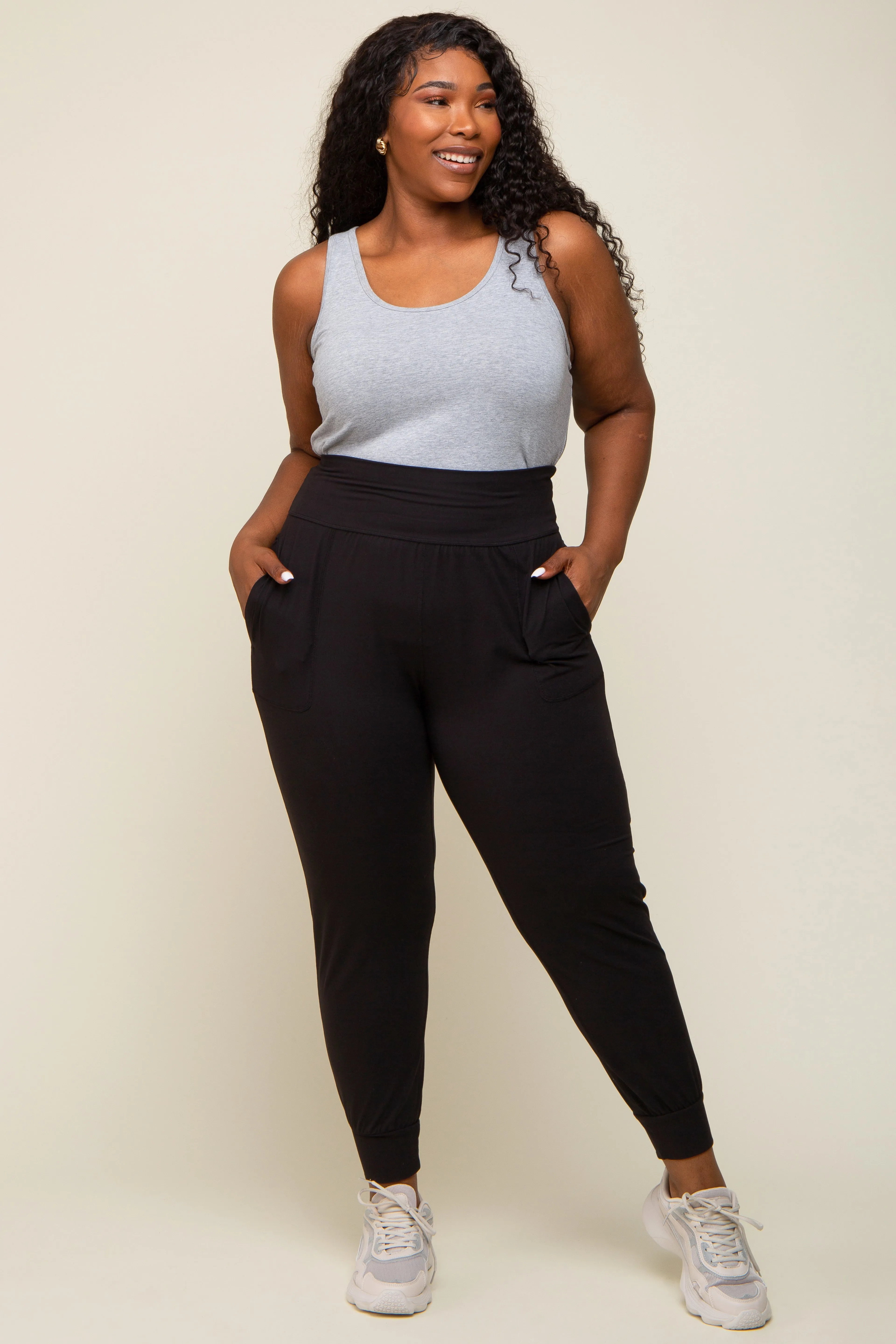 Black Soft Knit Plus Jogger Pants sold by Pinkblush product image thumbnail 5