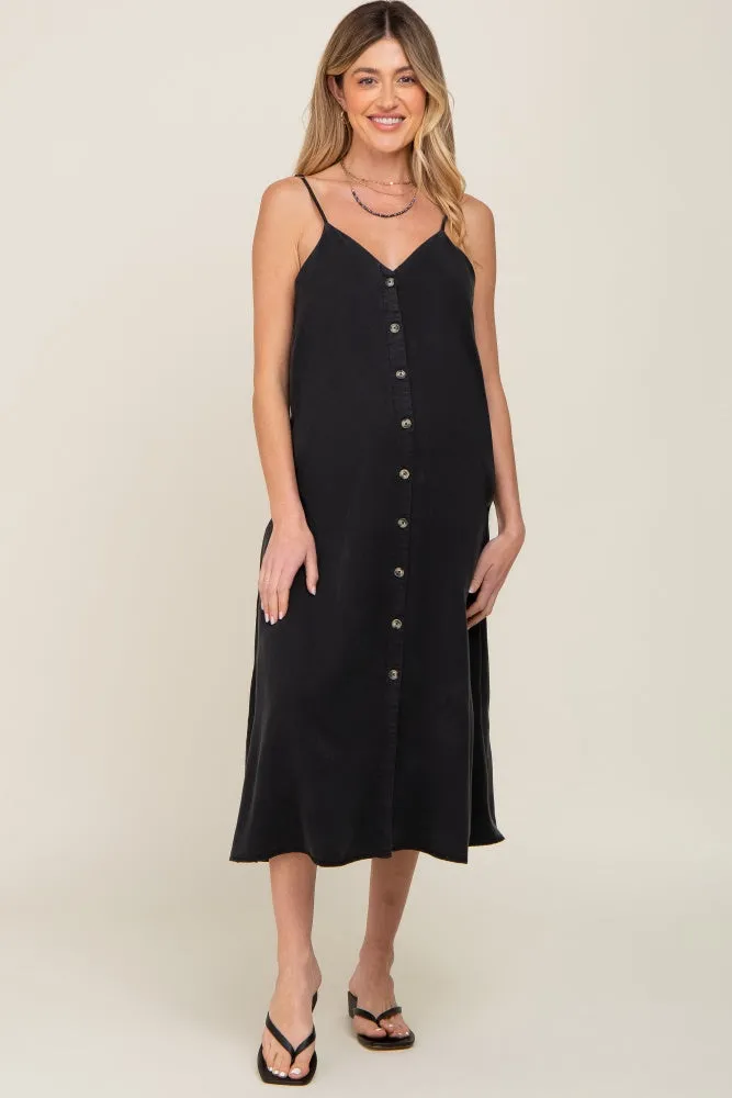 Black Button Down Maternity Midi Tank Dress sold by Pinkblush product image thumbnail 4