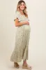 Light Green Floral Short Sleeve Maternity Maxi Dress sold by Pinkblush