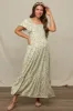 Light Green Floral Short Sleeve Maternity Maxi Dress sold by Pinkblush