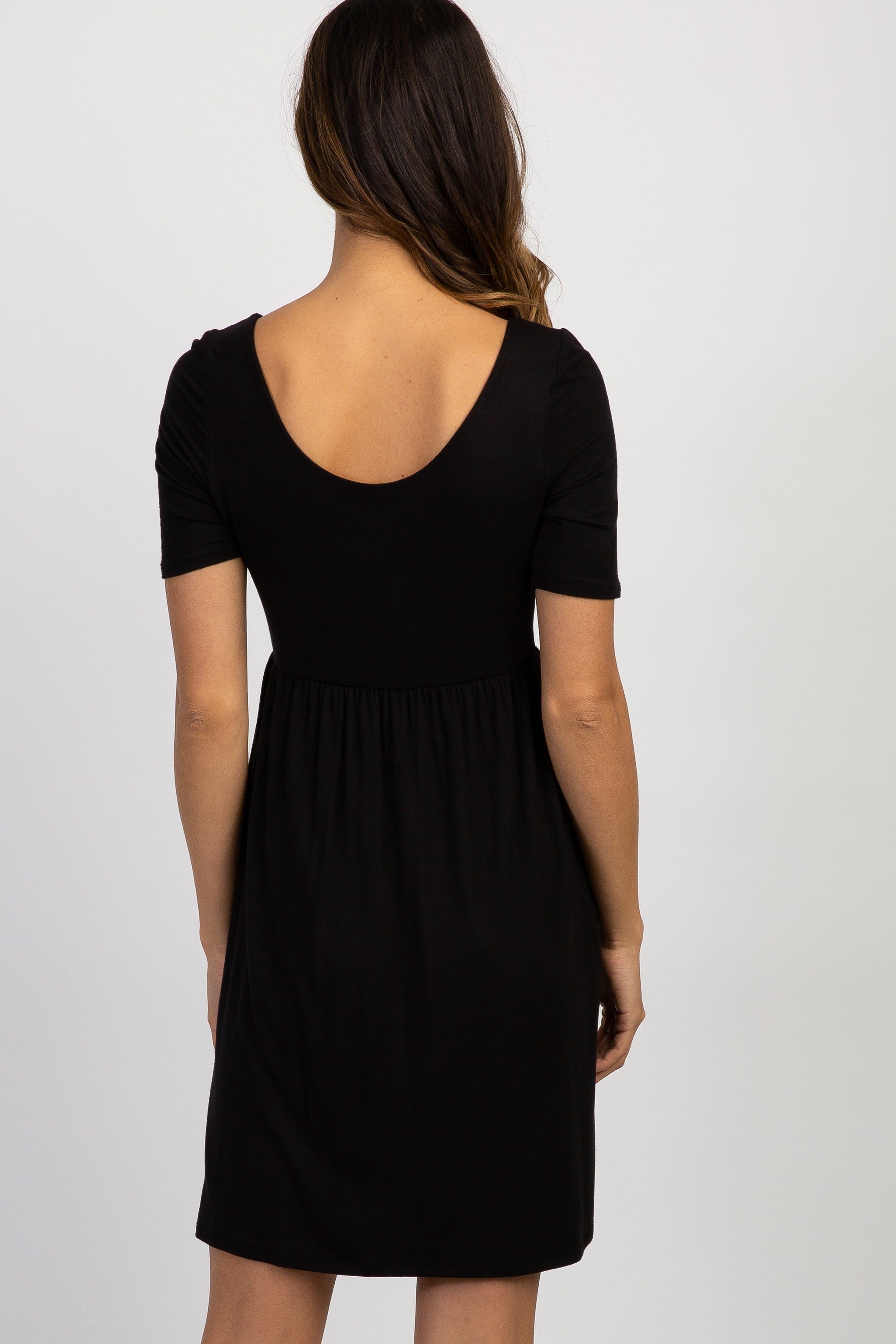 PinkBlush Black Solid Button Front Maternity Dress sold by Pinkblush product image thumbnail 4