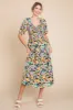 Black Floral Smocked Ruffle Short Sleeve Maternity Midi Dress sold by Pinkblush