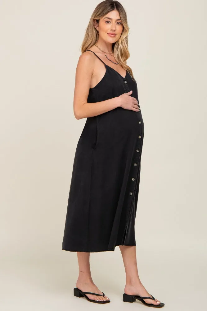 Black Button Down Maternity Midi Tank Dress sold by Pinkblush product image thumbnail 2
