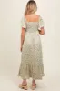 Light Green Floral Short Sleeve Maternity Maxi Dress sold by Pinkblush