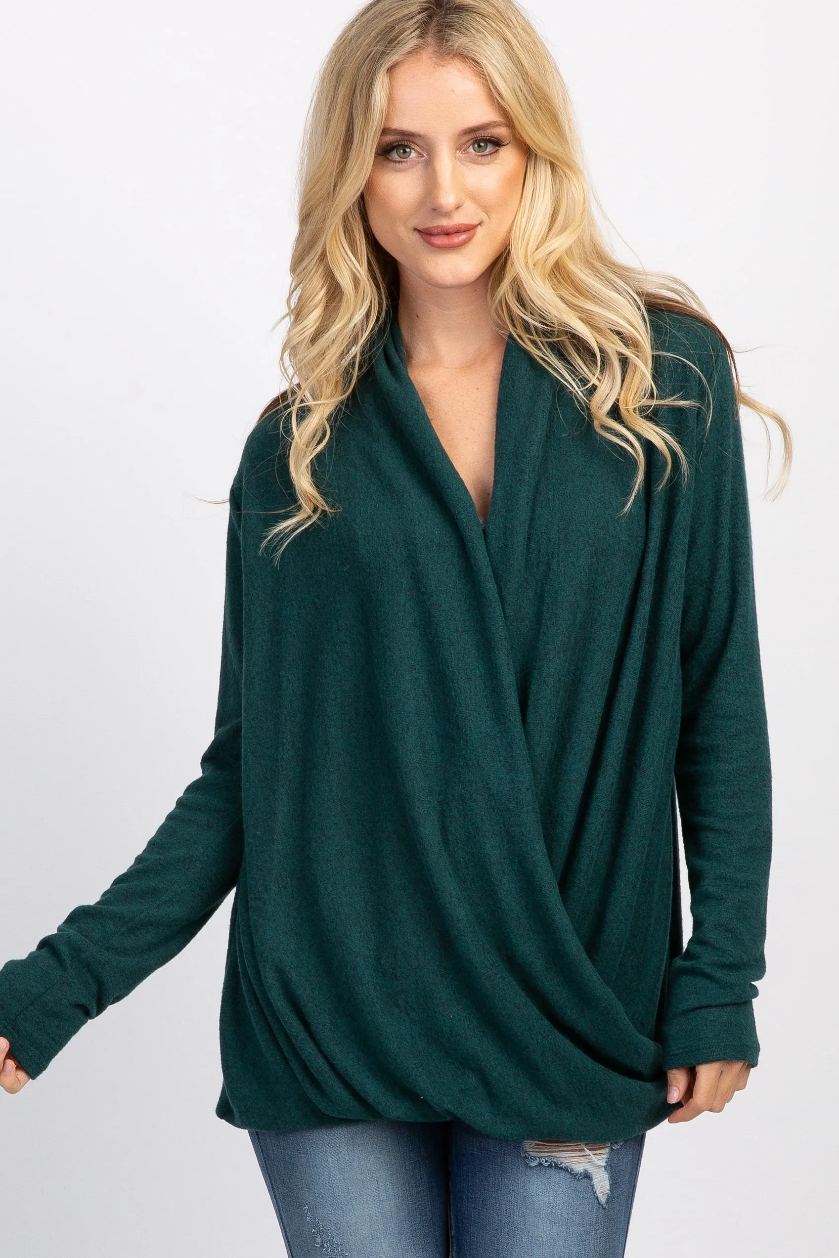 PinkBlush Forest Green Draped Wrap Maternity Nursing Top sold by Pinkblush product image thumbnail 5