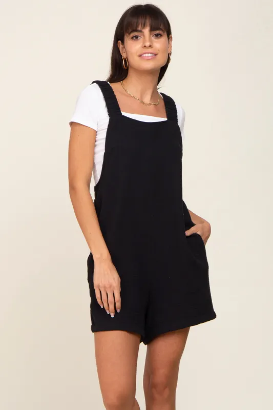 Black Square Neck Elastic Strap Romper sold by Pinkblush