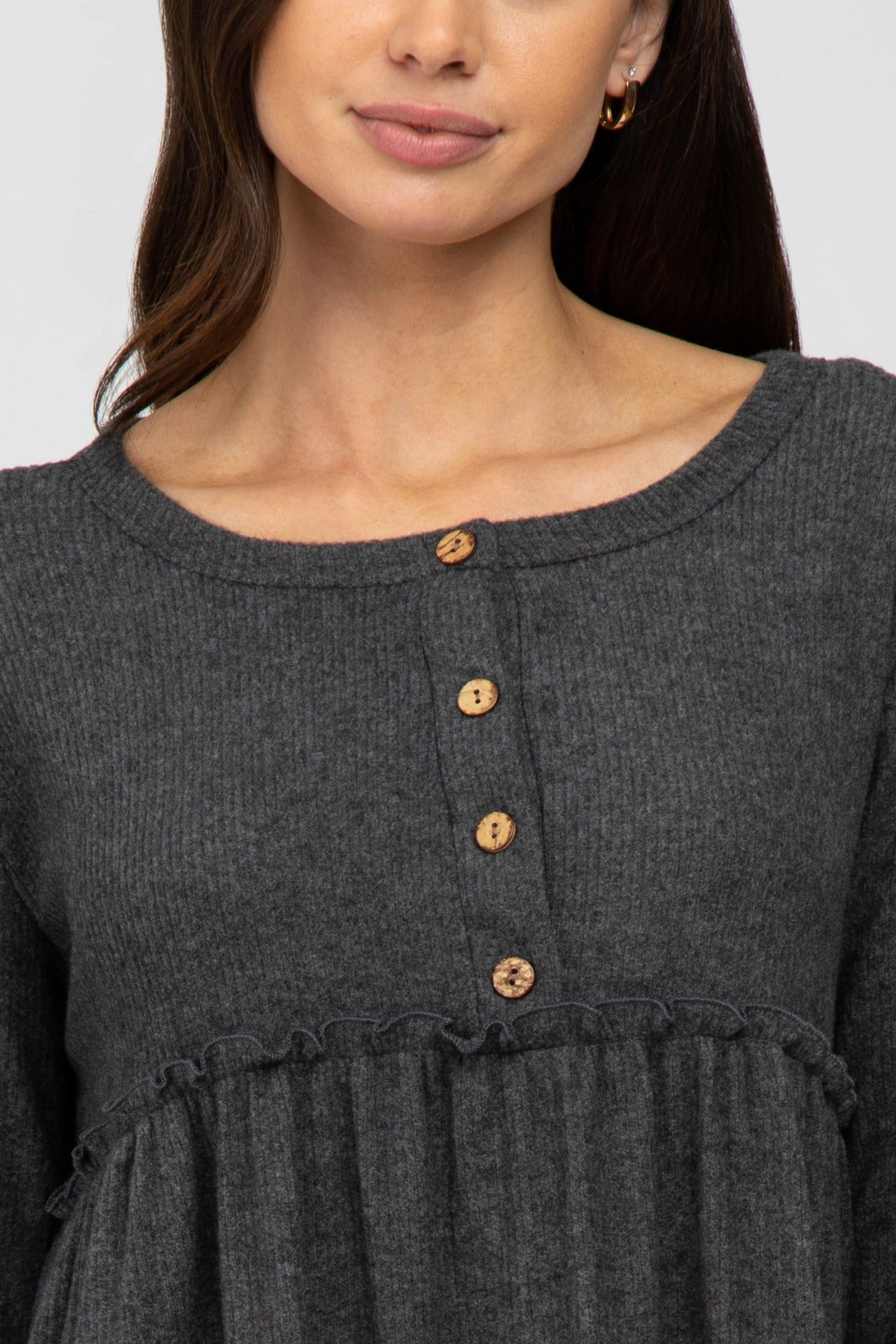 Charcoal Brushed Rib Button Accent Dress sold by Pinkblush product image thumbnail 5