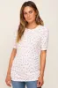Ivory Floral Side Ruched Short Sleeve Top sold by Pinkblush