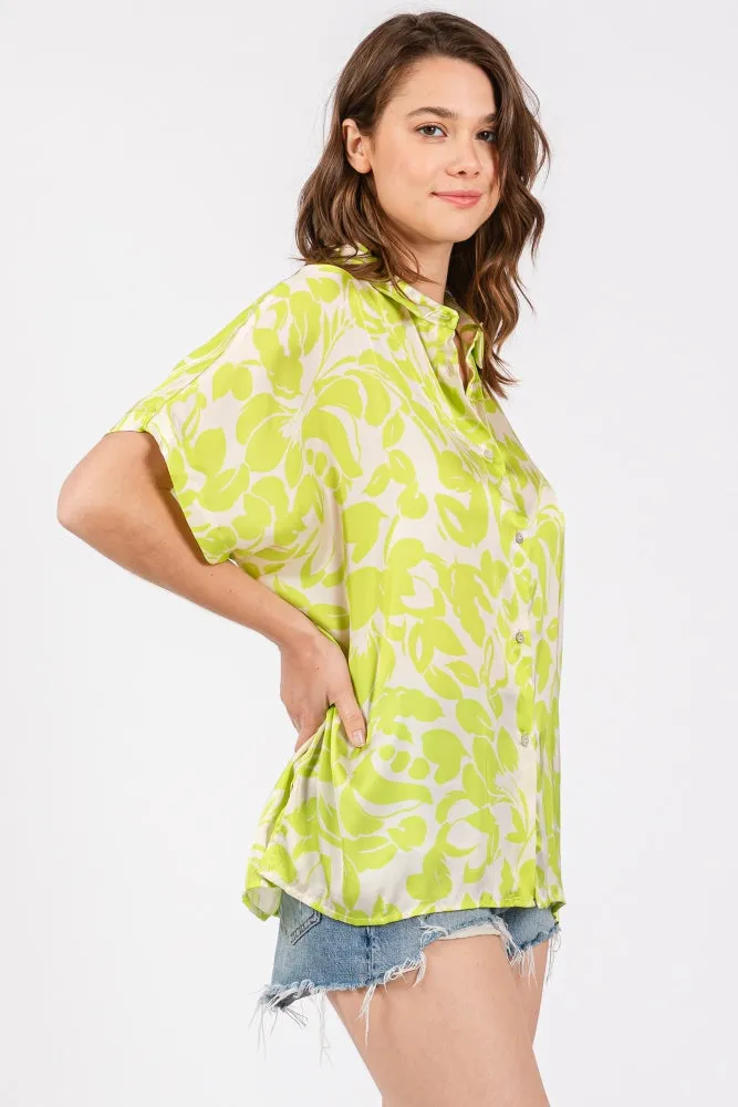 Lime Floral Button Down Blouse sold by Pinkblush product image thumbnail 3