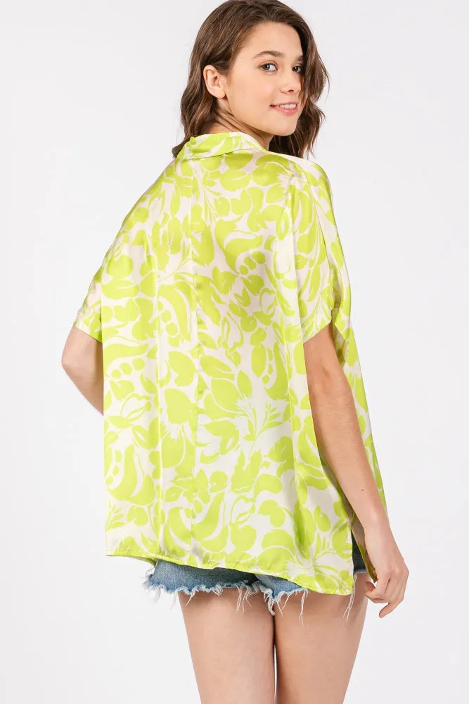 Lime Floral Button Down Blouse sold by Pinkblush product image thumbnail 4