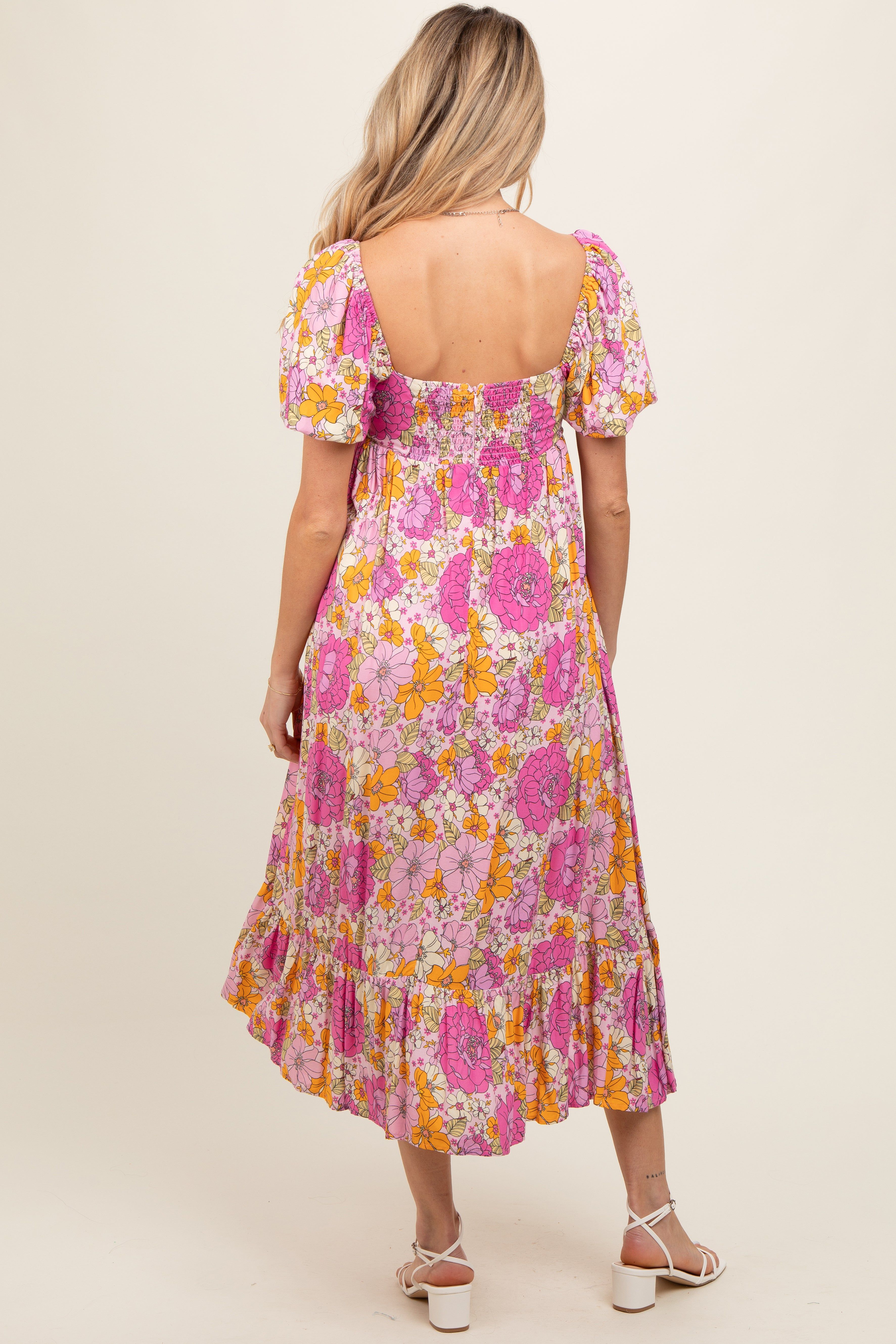 Pink Multi Floral Midi Baby Doll Maternity Dress sold by Pinkblush product image thumbnail 2