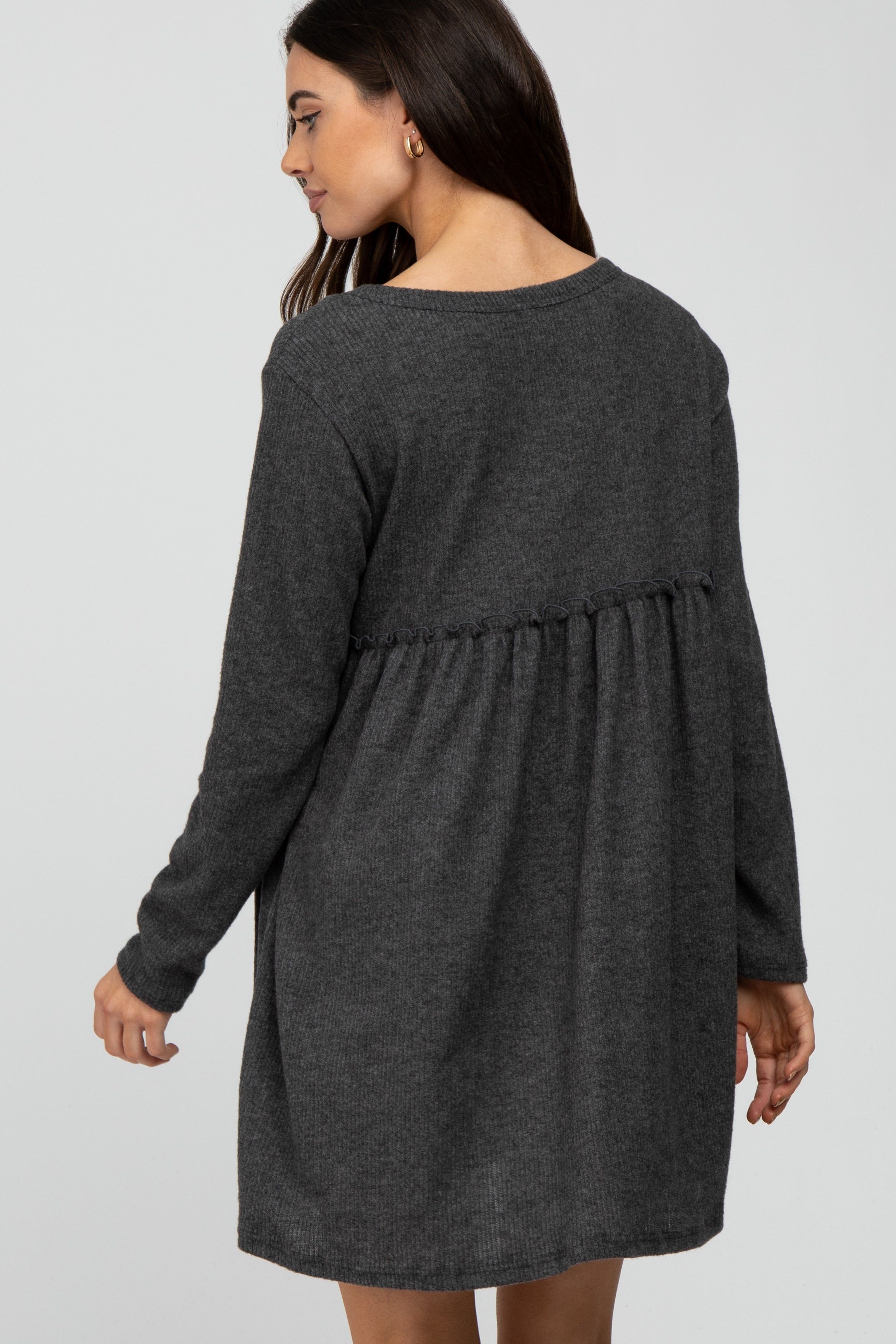 Charcoal Brushed Rib Button Accent Dress sold by Pinkblush product image thumbnail 4