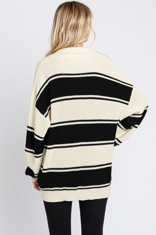 Black Striped Knit Collared Sweater sold by Pinkblush product image thumbnail 3