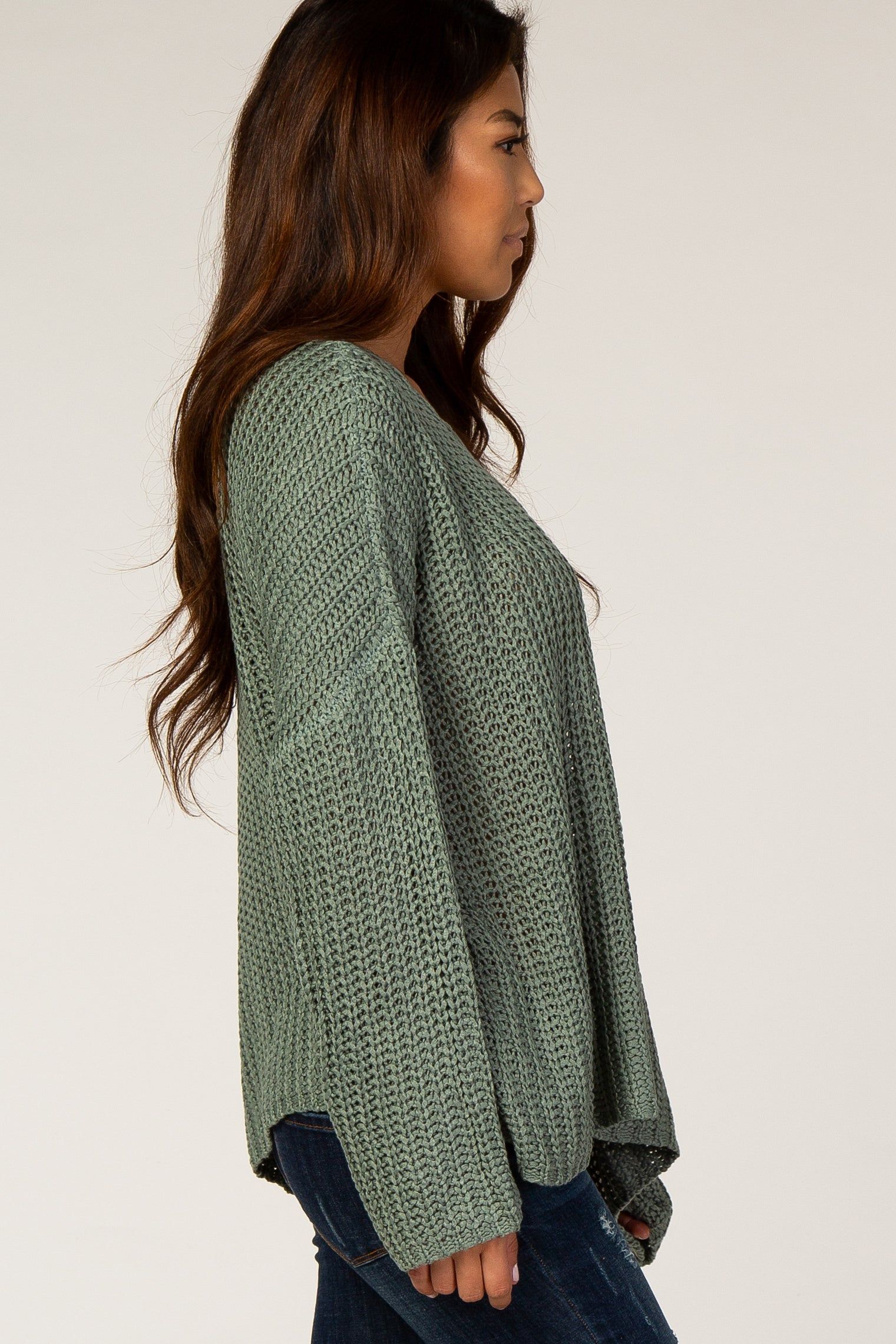 Light Olive Chunky Knit Boat Neck Sweater sold by Pinkblush product image thumbnail 2