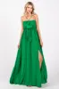 Green Pleated Front Tie Side Slit Maxi Dress sold by Pinkblush