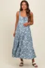 Blue Floral Tiered Maternity Midi Dress sold by Pinkblush