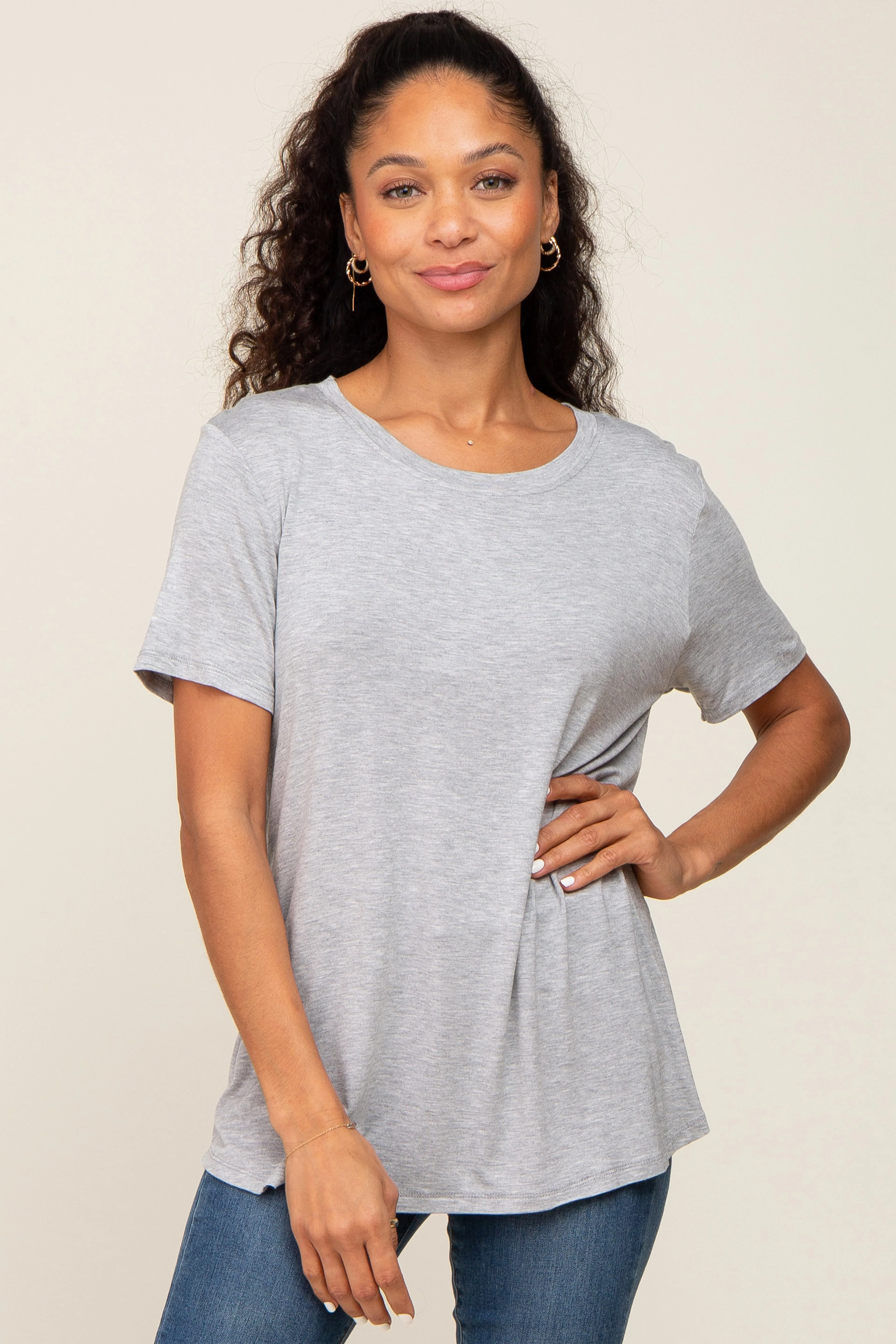 Grey Basic Tee sold by Pinkblush