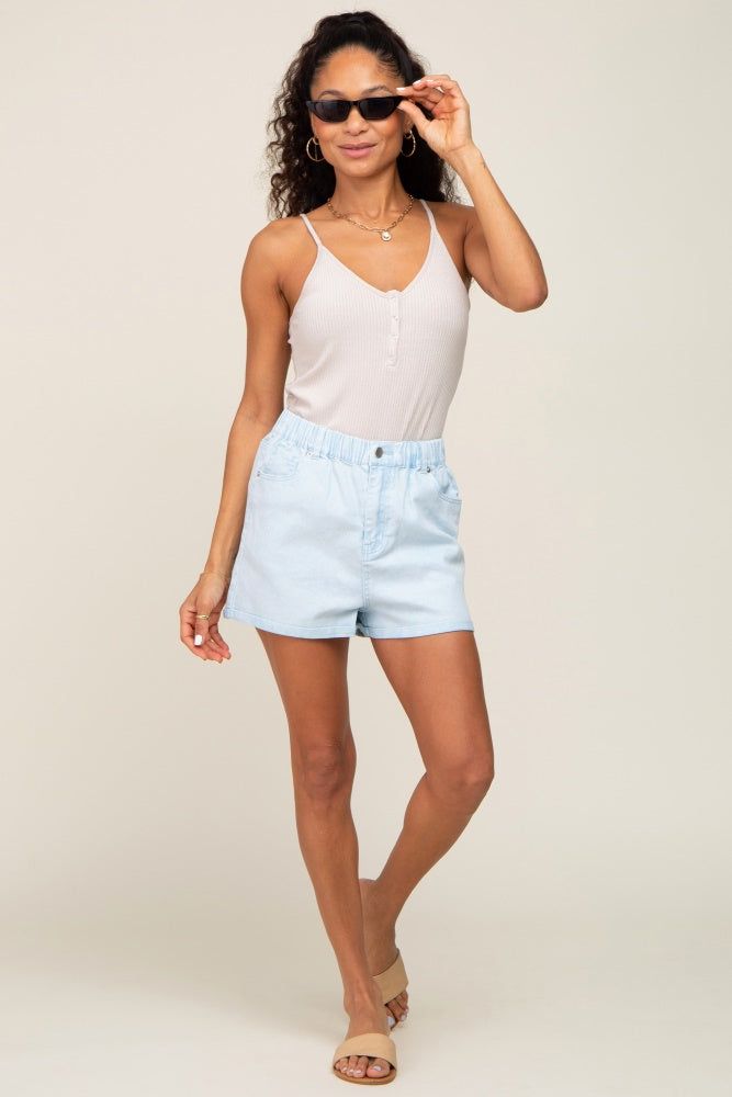 Light Blue Faded Elastic Waist Cuffed Shorts sold by Pinkblush