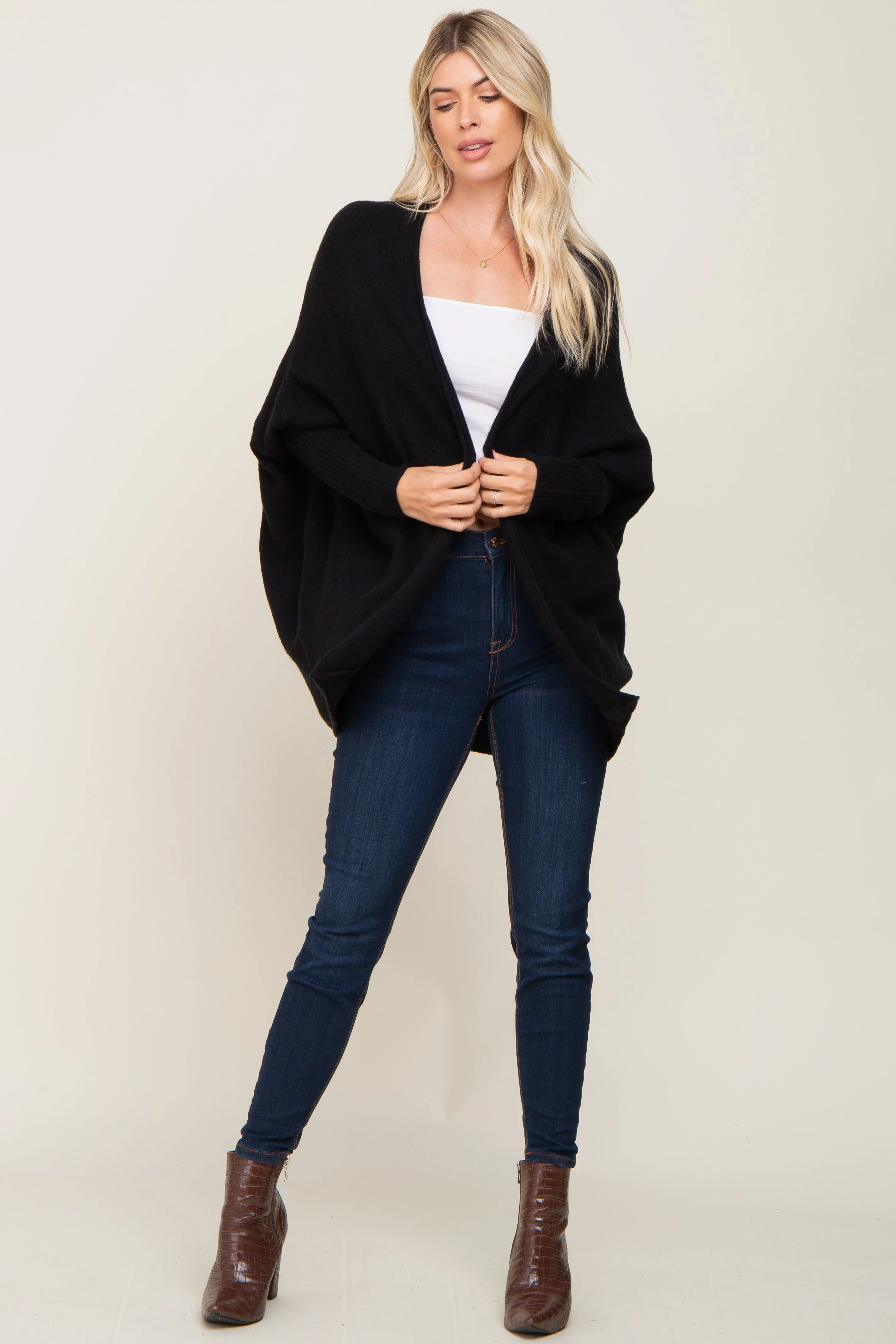 Black Dolman Sleeve Cardigan Sweater sold by Pinkblush product image thumbnail 4