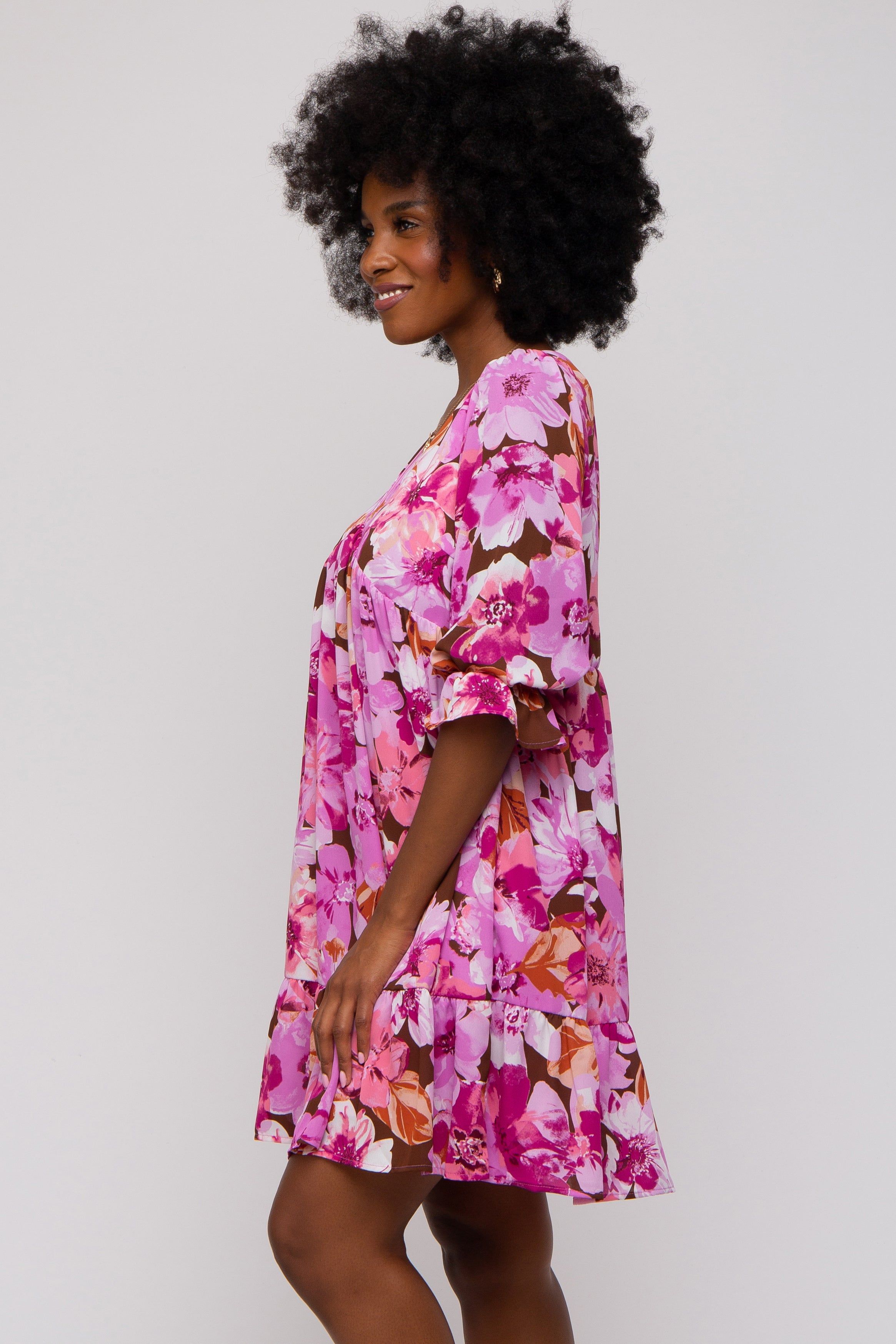 Lavender Floral V-Neck Dress sold by Pinkblush product image thumbnail 2