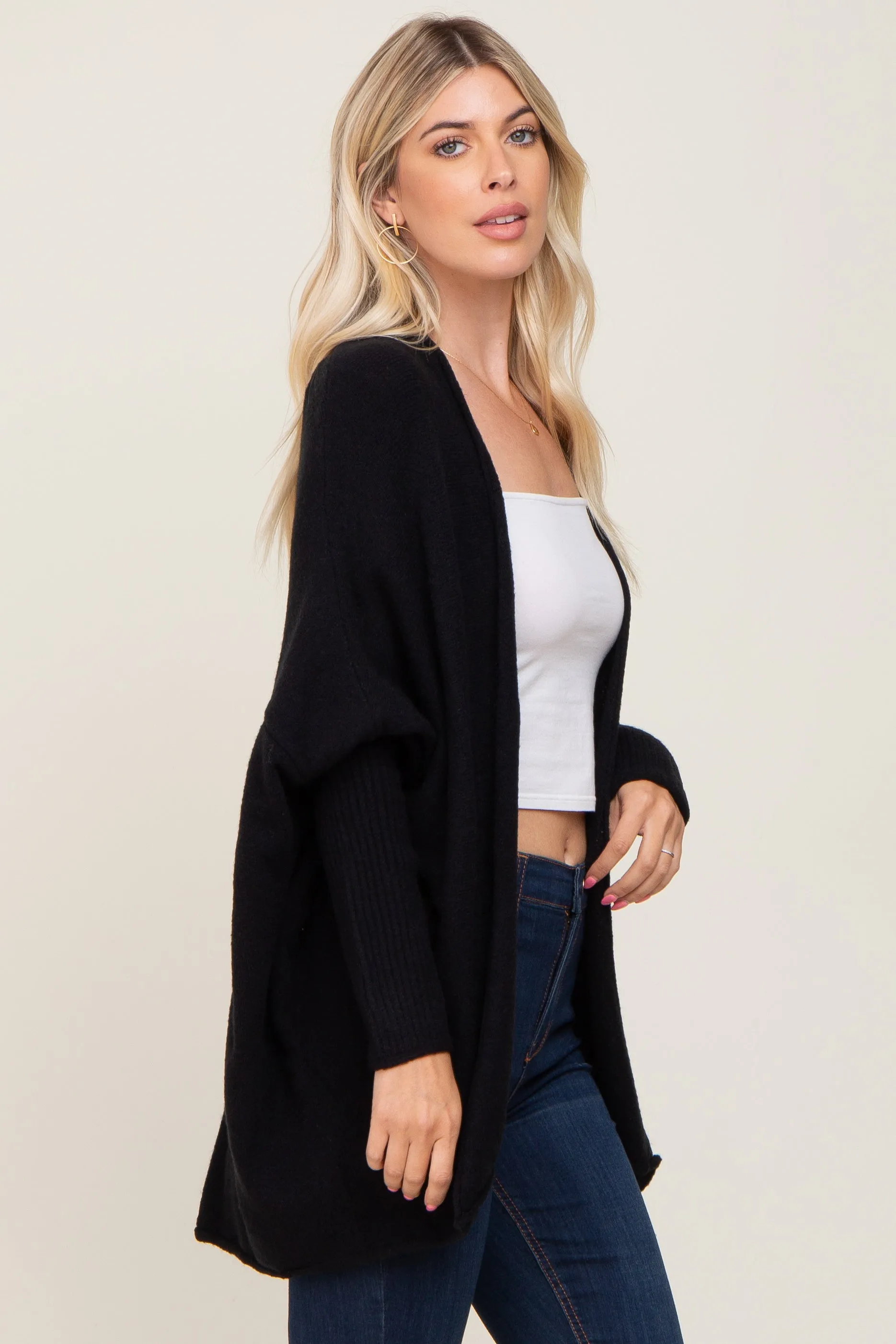 Black Dolman Sleeve Cardigan Sweater sold by Pinkblush product image thumbnail 2