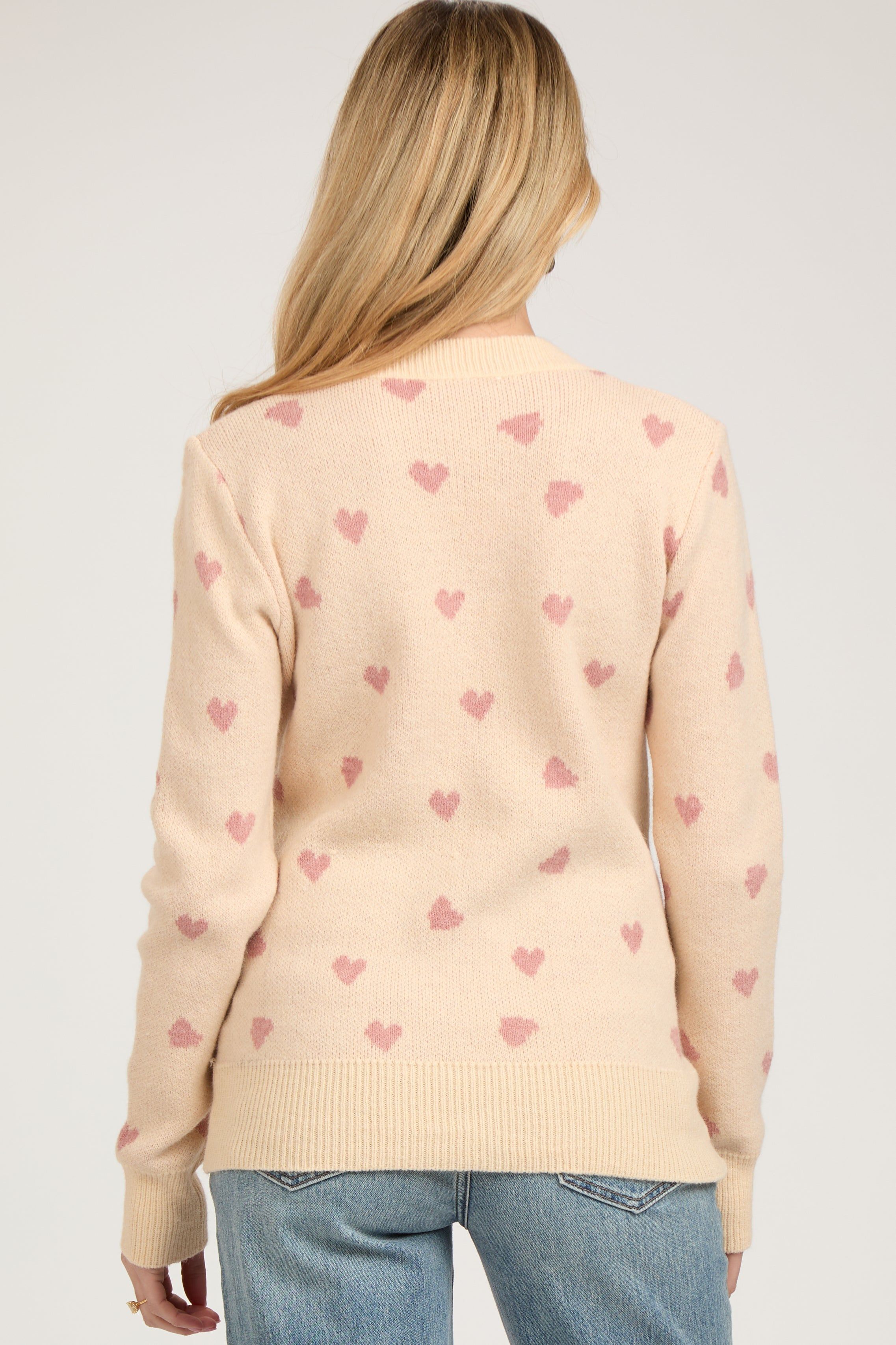 Cream Heart Print Knit Maternity Sweater sold by Pinkblush product image thumbnail 4